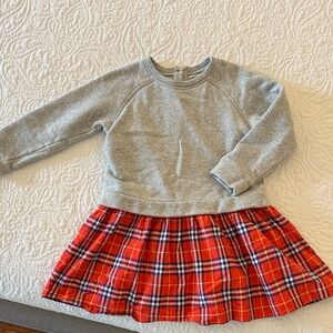 Burberry Gray and Red Plaid Kids Casual Dress